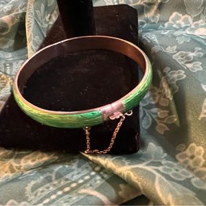 Sterling & Green Enamel Bracelet ~ Thailand
